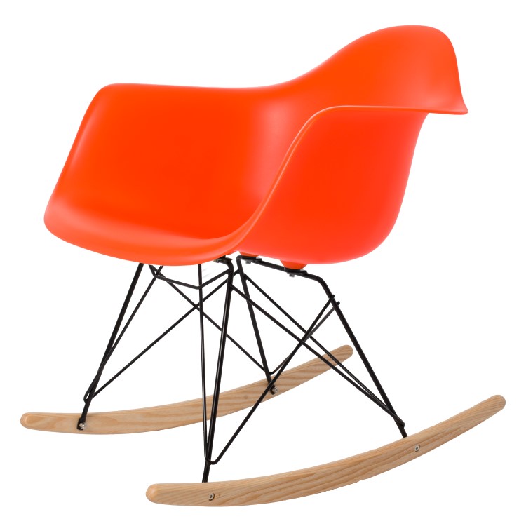 schaukelstuhl RA-rod Base schwartz PP Neon Orange - Schaukelstuhl von Charles Eames in Vaduz