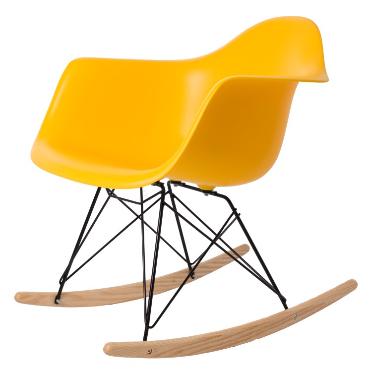 Fauteuil à bascule RAR cadre noir PP jaune - fauteuil à bascule par Charles Eames à Paris