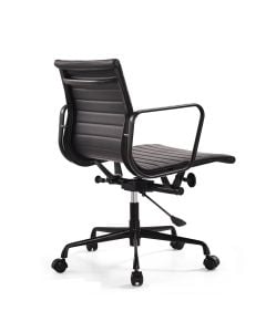 Eames EA117 | bureaustoel Leder zwart frame zwart