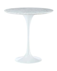 Eero Saarinen Tulip Table | Beistelltisch 50cm Top Marmor weiß Basis weiß