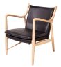 Finn Juhl lounge stoel 45 naturel frame leer zwart - zij-/vooraanzicht
