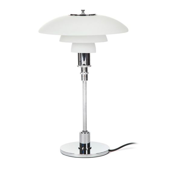 Poul Henningsen DPH 3/2 | bordlampe lille Chrome glas hvid