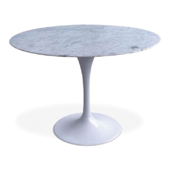 Eero Saarinen Table tulipe | table à manger 100cm Plateau Marbre blanc Base blanc
