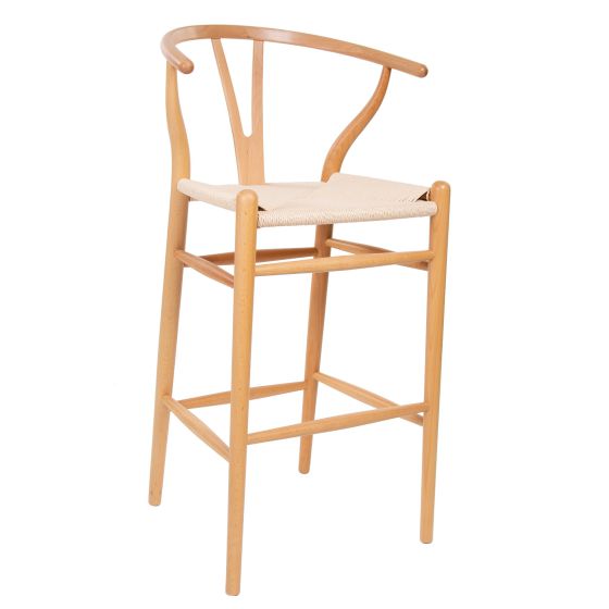 Sgabello da bar stile Wegner CH24 struttura naturale seduta naturale
