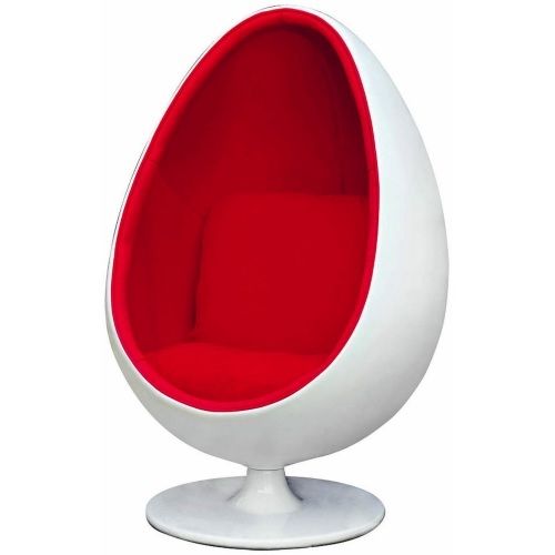 Eero Aarnio Egg Pod loungestoel kuip: wit bekleding: rood