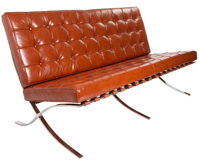 Rohe Barcelona Pavillion 2-Sitzer Sofa Leder cognac