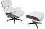 Eames EA670-XL | XL Loungesessel mit Hocker | Leder: creme Schale: Walnuss Gestell: schwarz