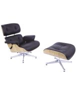 Eames EA670 | Loungesessel mit Hocker | Leder:braun Schale:Esche Gestell:poliert
