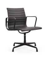 Eames EA108 | Presidente da reunião Couro armação preta preto