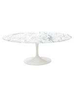 Eero Saarinen Tulip Table | eettafel Oval Bovenblad Marmer wit Onderstel wit