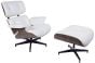Sillón Eames EA670-XL | XL Lounge con respaldo | cuero: crema carcasa: nogal base: negro