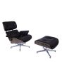 Eames EA670-XL | XL Loungesessel mit Hocker | Leder: schwarz Schale: Walnuss Gestell: schwarz