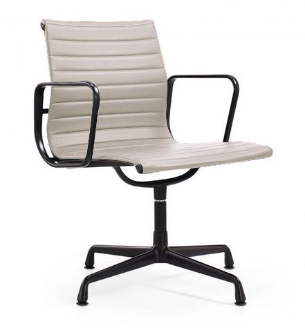 Eames EA108 meeting chair leather grey frame black
