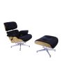 Eames EA670-XL | XL Loungesessel mit Hocker | Leder: schwarz Schale: Esche Gestell: poliert