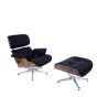Eames EA670-XL | XL Loungesessel mit Hocker | Leder: schwarz Schale: Palisander Gestell: poliert