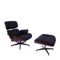 Eames EA670-XL | XL Loungesessel mit Hocker | Leder: schwarz Schale: Palisander Gestell: schwarz