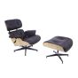 Eames EA670 | Loungestol med Hocker | lær:brunt skall:base i ask:svart