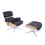 Eames EA670-XL | XL Loungesessel mit Hocker | Leder:braun Schale:Esche Gestell:poliert