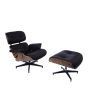 Eames EA670 | Loungestol med Hocker | skinn:brunt skall:palissanderbase:svart