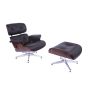 Eames EA670-XL | XL Loungesessel mit Hocker | Leder:braun Schale:Palisander Gestell:poliert