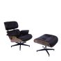 Eames EA670 | Loungestol med Hocker | lær:brunt skall:valnøttbunn:svart