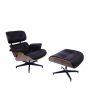 Eames EA670-XL | XL Loungesessel mit Hocker | Leder: braun Schale: Walnuss Gestell: schwarz