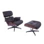 Eames EA670-XL | XL Loungesessel mit Hocker | Leder: braun Schale: Palisander Gestell: schwarz