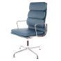 Eames conferentiestoel EA208 hoge rugleuning leer blauw