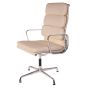 Eames conferentiestoel EA208 hoge rugleuning leer grijs