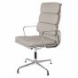 Eames vergaderstoel EA208 met hoge rugleuning grijs leer