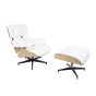 Eames EA670-XL | XL Loungesessel mit Hocker | Leder: creme Schale: Esche Gestell: schwarz
