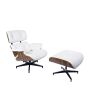 Eames EA670 | Loungestol med Hocker | skinn:kremskall:palissanderbase:svart