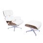 Eames EA670-XL | XL Loungesessel mit Hocker | Leder: creme Schale: Palisander Gestell: poliert