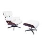 Eames EA670-XL | XL Loungesessel mit Hocker | Leder: creme Schale: Palisander Gestell: schwarz