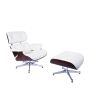 Eames EA670 | Loungestol med Hocker | lær: kremskall: base av palisander: polert