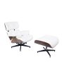 Eames EA670 | Loungestol med Hocker | lær: kremskall: valnøttbunn: svart