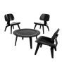 Mesa de centro Eames CTW negra con juego de sillas