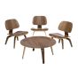 Mesa de centro Eames CTW en nogal con juego de sillas