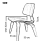 fauteuil lounge Eames gris LCW