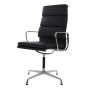 Eames conferentiestoel EA208 hoge rugleuning leer zwart