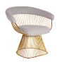 Poltrona Platner Wire pequena dourada cashmere cinza claro