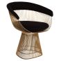 Poltrona Platner Wire pequena dourada cashmere preta