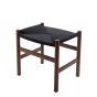 Wegner CH24 style footstool walnut frame black seat
