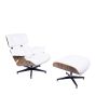 Eames EA670-XL | XL Loungesessel mit Hocker | Leder: weiß Schale: Palisander Gestell: schwarz