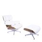 Eames EA670-XL | XL Loungesessel mit Hocker | Leder: weiß Schale: Palisander Gestell: poliert
