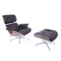 Eames EA670-XL | XL Loungesessel mit Hocker | Leder: braun Schale: Walnuss Gestell: poliert