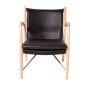 Finn Juhl lounge chair 45 naturel frame leer zwart - vooraanzicht