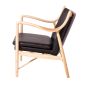 Finn Juhl lounge chair 45 naturel frame leer zwart - zijaanzicht