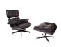 Eames EA670-XL | XL Loungesessel mit Hocker | Leder: schwarz Schale: schwarz Untergestell: schwarz