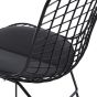 Cadeira de jantar Bertoia estrutura preta almofada preta